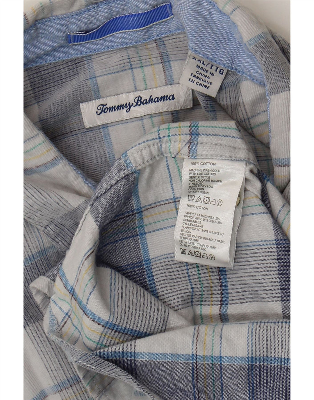 Мужская рубашка Tommy Bahama 2XL, синяя клетка, хлопок