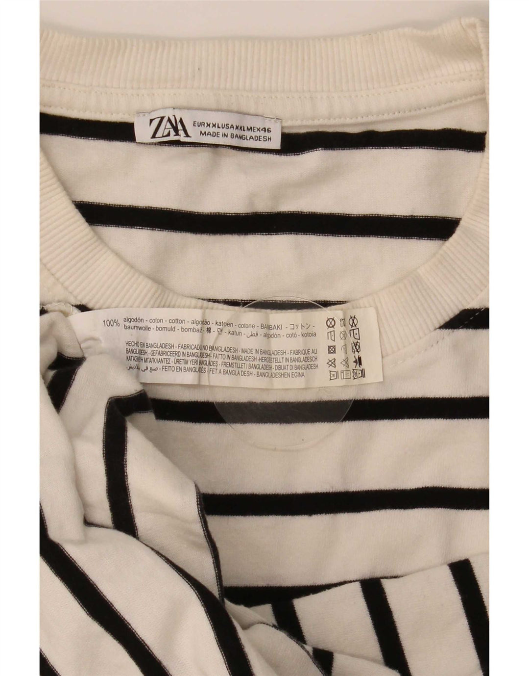 Мужской топ Zara с длинным рукавом 2XL, хлопок в белую полоску