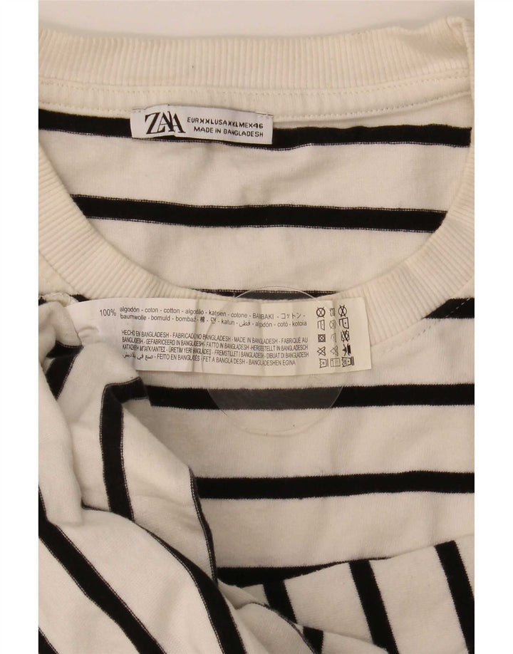 Мужской топ Zara с длинным рукавом 2XL, хлопок в белую полоску