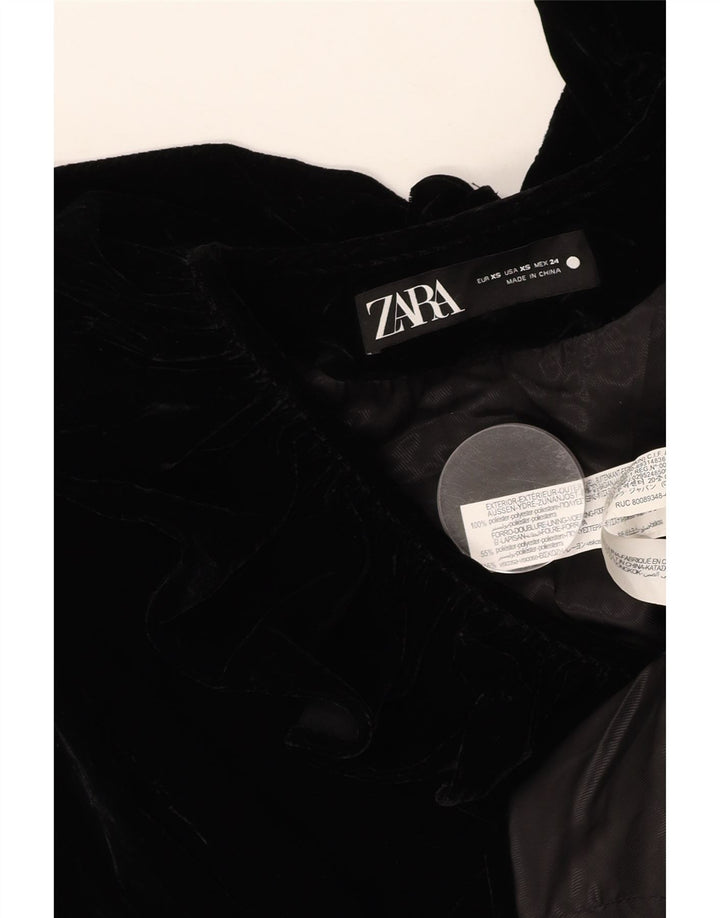 Женский бархатный пиджак ZARA UK 6 XS, черный полиэстер
