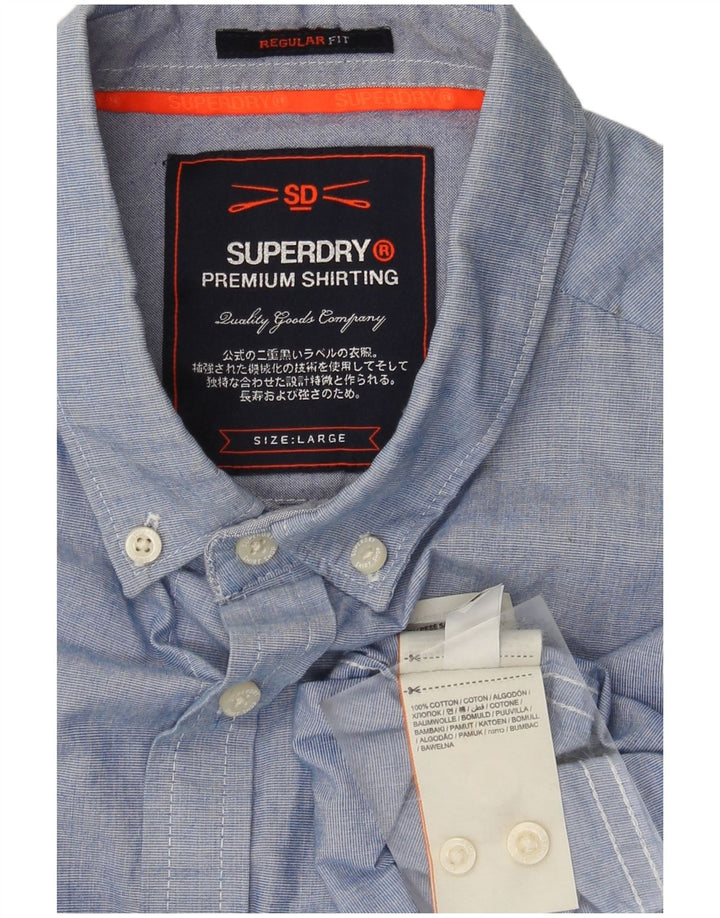 Мужская рубашка обычного кроя Superdry, большая синяя хлопковая рубашка