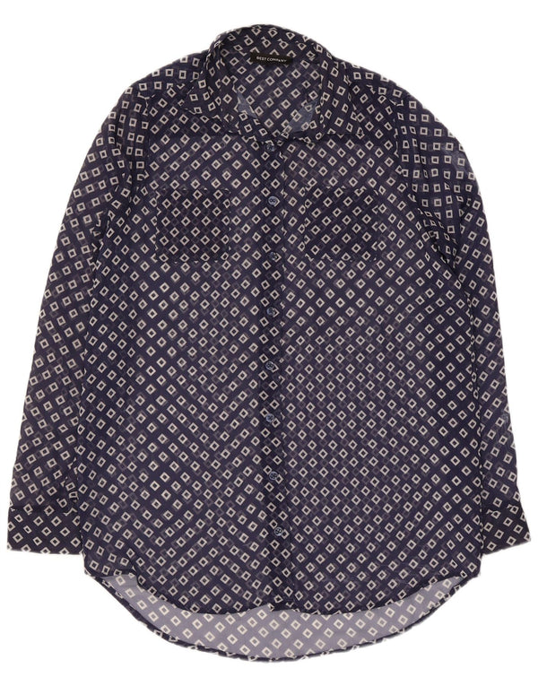 Женская длинная прозрачная блузка-рубашка Best Company, Великобритания, 10, маленькая, темно-синяя