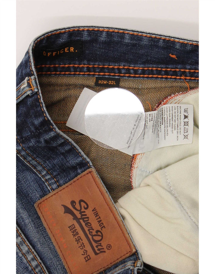 Мужские потертые прямые джинсы Superdry W32 L32, синий хлопок