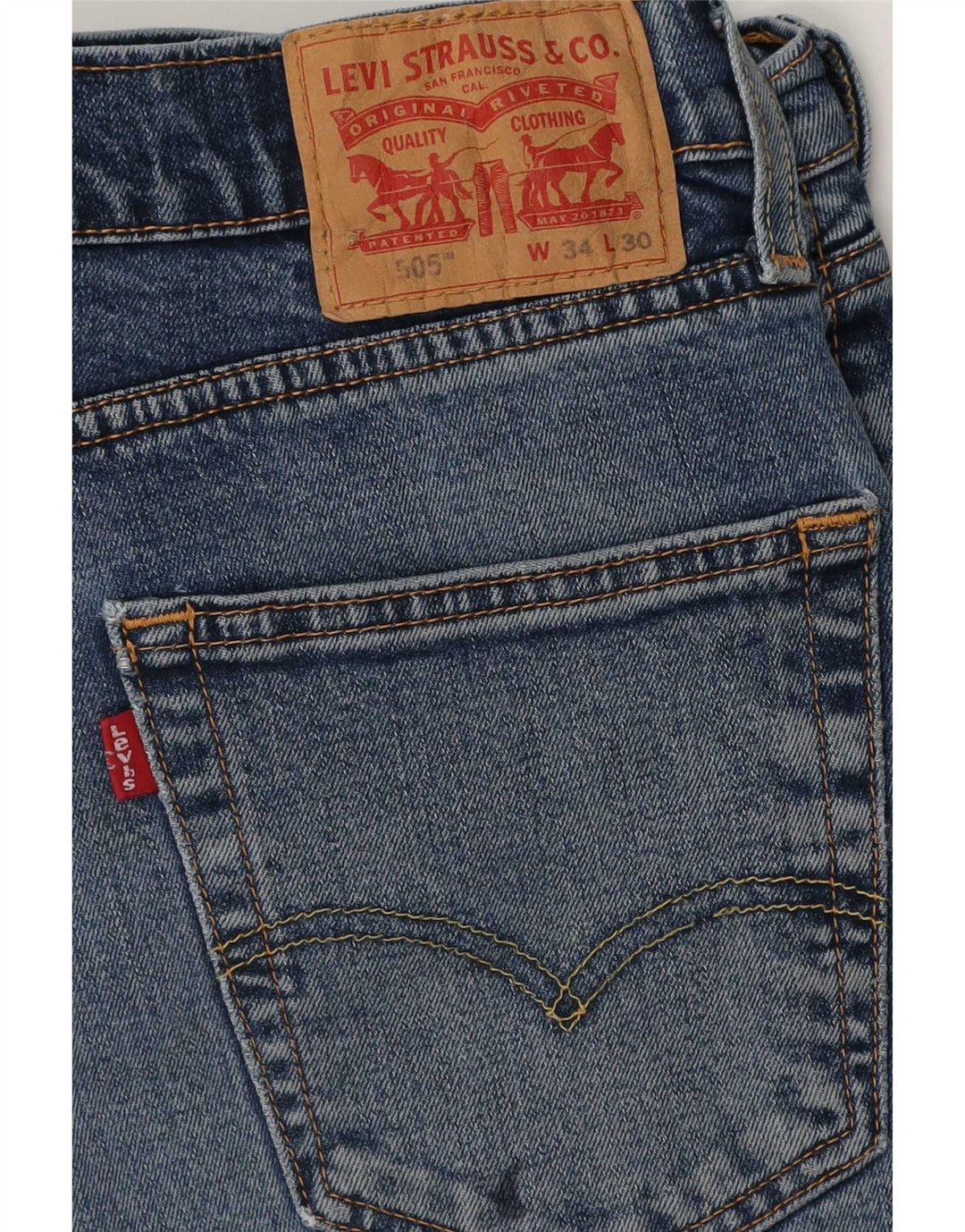 Мужские прямые джинсы Levi's 505 Regular W34 L30 синие, хлопок