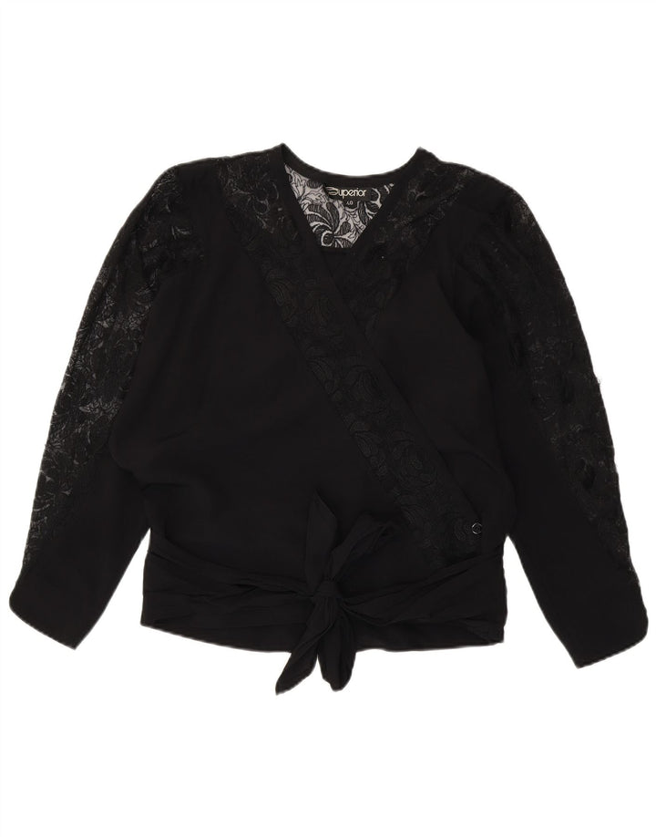 Улучшенная женская блузка с длинным рукавом, топ EU 40, средний черный, вискоза