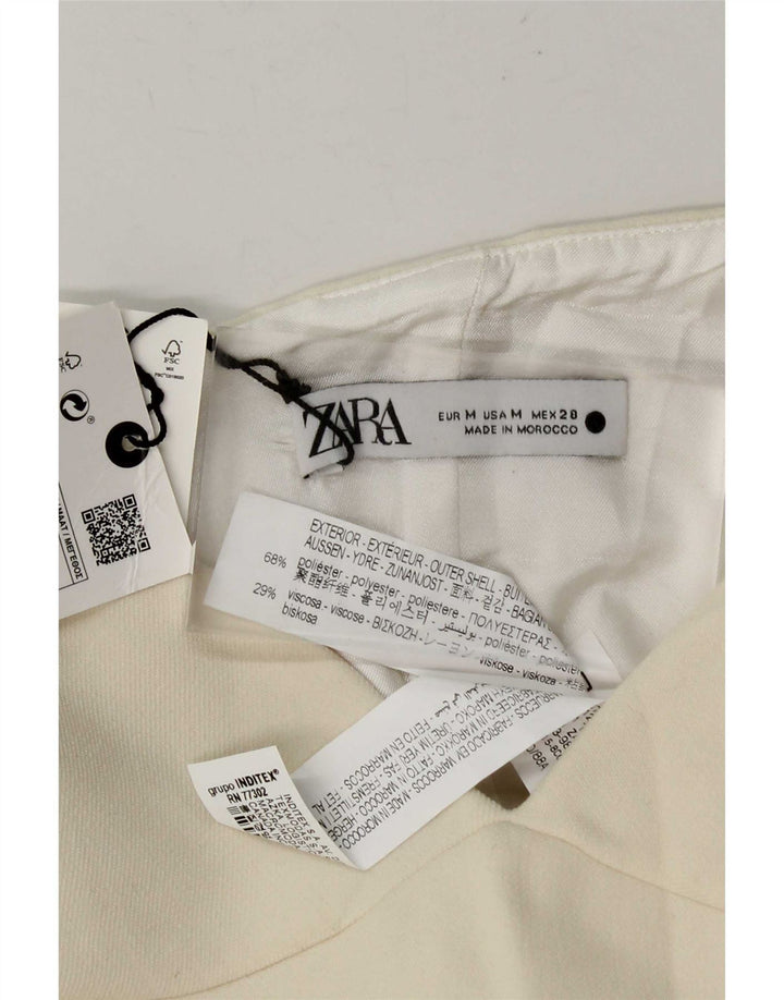Женский укороченный корсетный топ без бретелек Zara UK 12, средний цвет: белый полиэстер