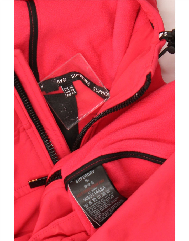 Женская укороченная ветровка с капюшоном Superdry UK 16, большой розовый полиэстер