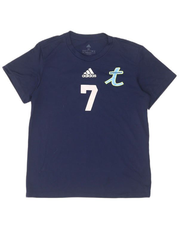 Adidas Женская футболка с рисунком Индиана Топ Великобритания 12/14 Средний Темно-синий