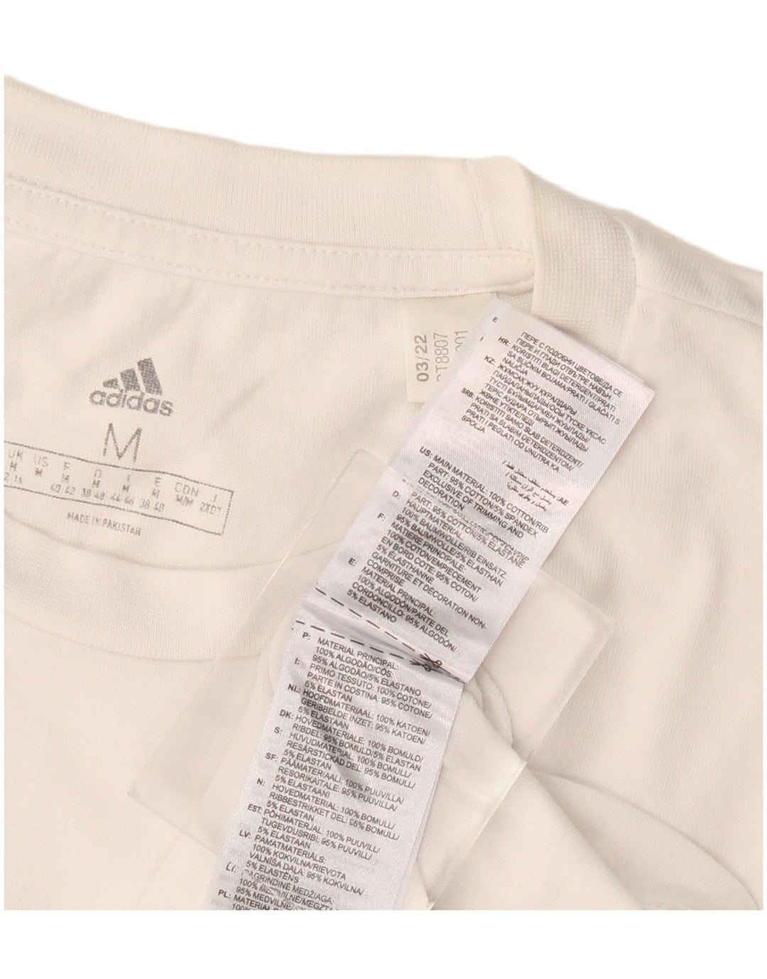 ADIDAS Womens Graphic T-Shirt Top UK 12/14 Medium White Cotton Vintage Adidas and Second-Hand Adidas from Messina Hembry 