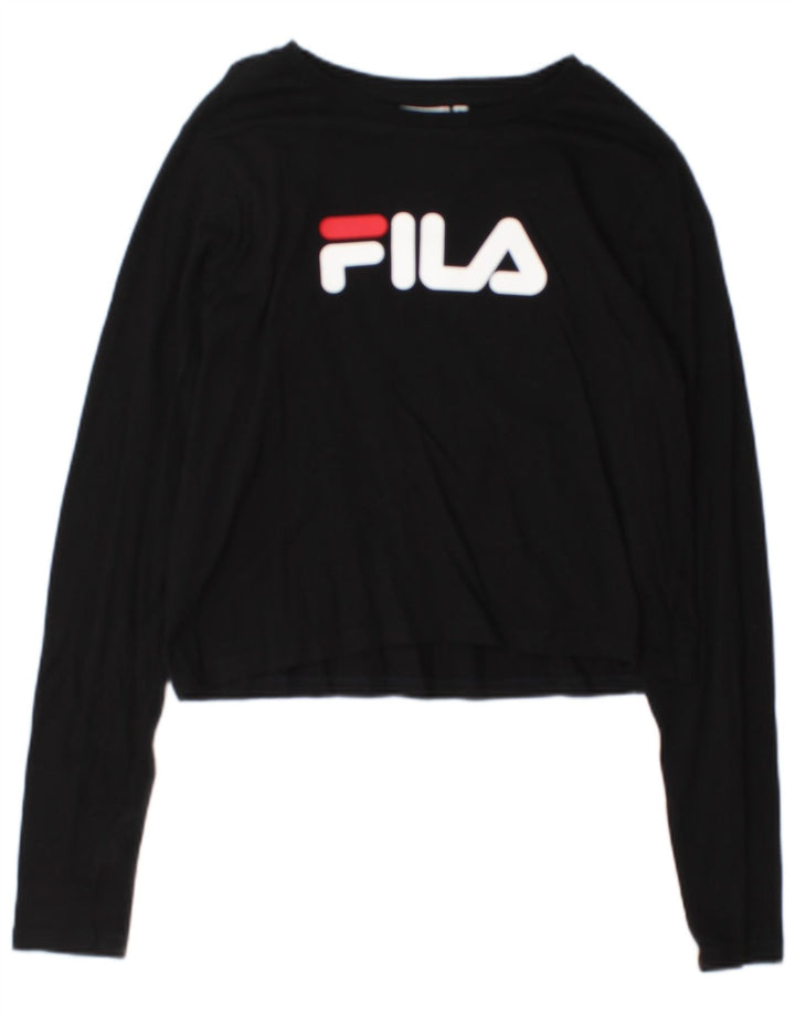 Женский укороченный топ с графическим рисунком Fila UK 14, большой черный цвет