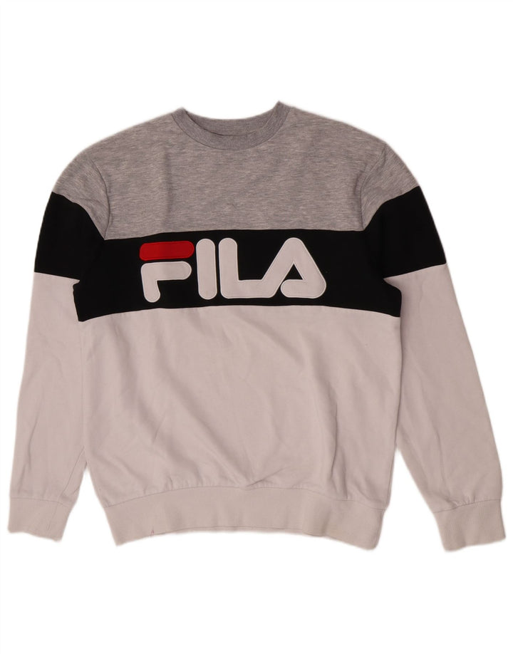 Fila Мужской свитшот с рисунком, джемпер, средний, разноцветный, хлопок с цветными блоками