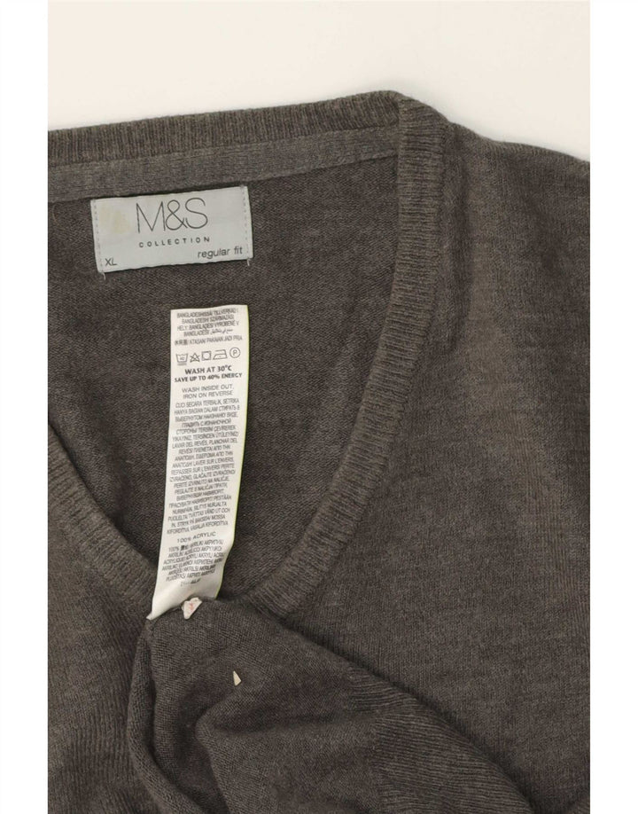Мужской джемпер стандартного кроя с v-образным вырезом Marks & Spencer XL, серый акрил