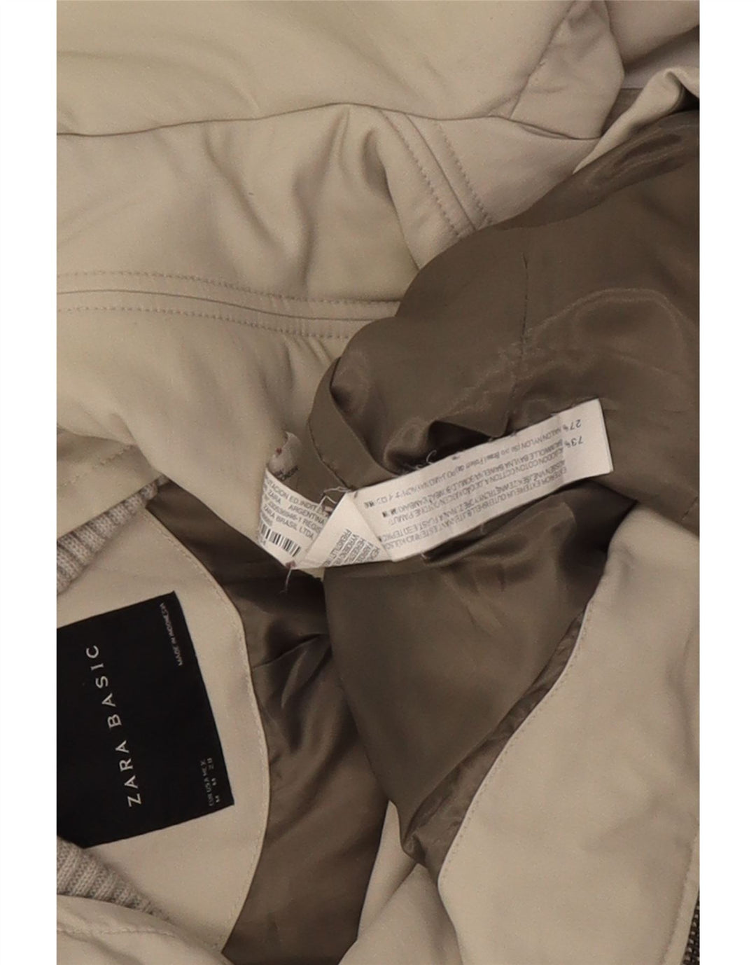 Женская стеганая куртка Zara UK 12, средний цвет, бежевый хлопок