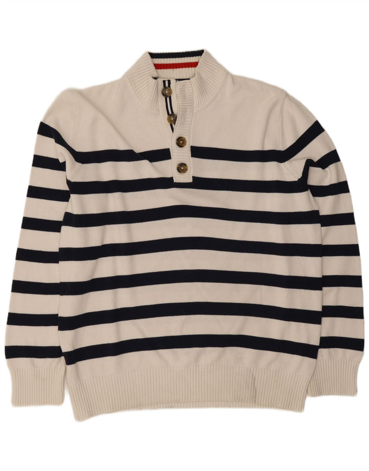 Мужской джемпер с воротником на пуговицах Tommy Hilfiger, большой белый в полоску