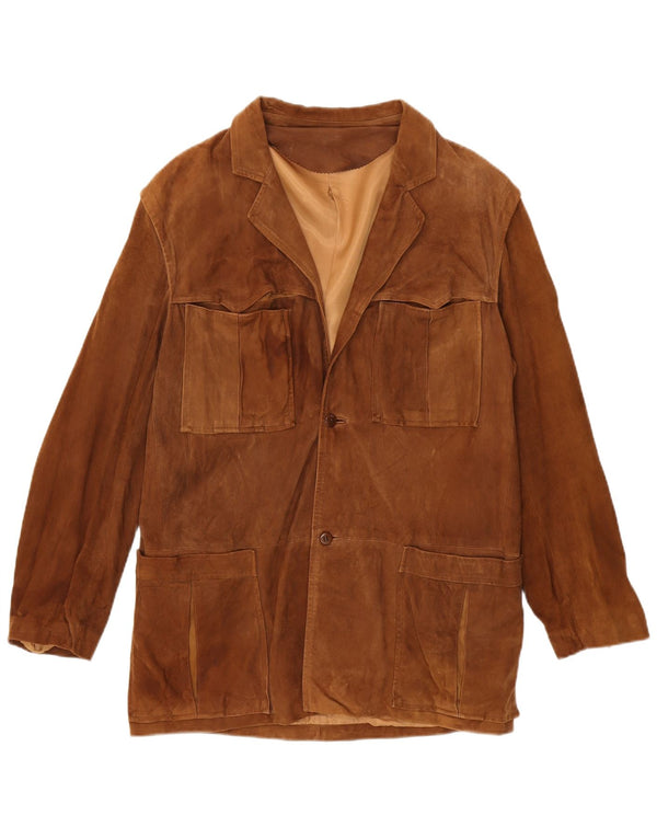 Винтажная женская замшевая куртка IT 52 2XL Коричневая замша