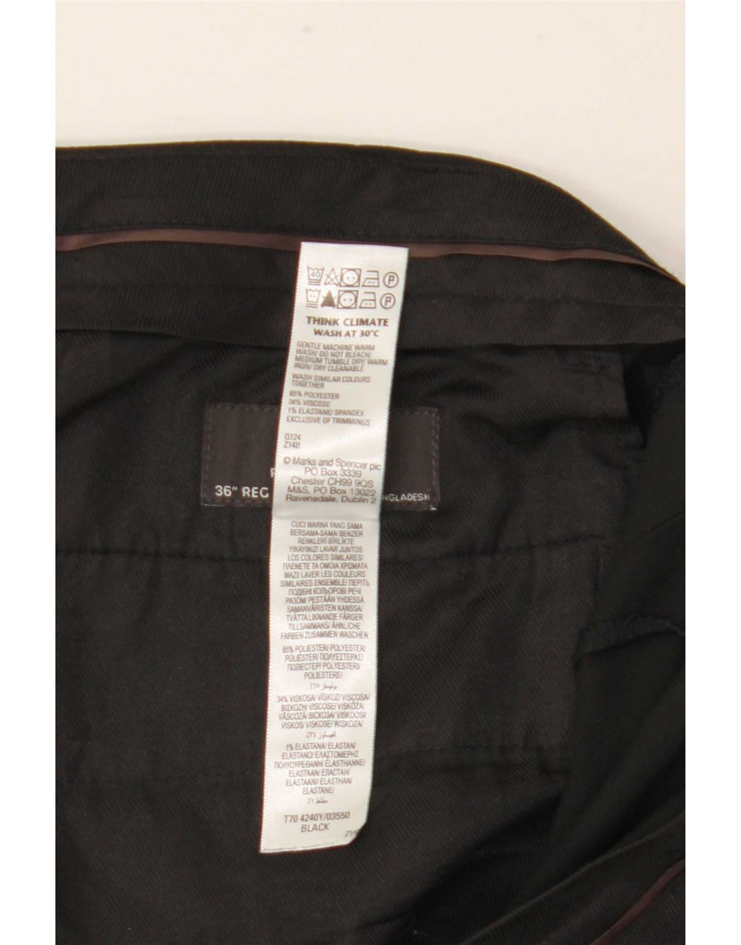 Мужские прямые классические брюки Marks & Spencer W36 L31 черные