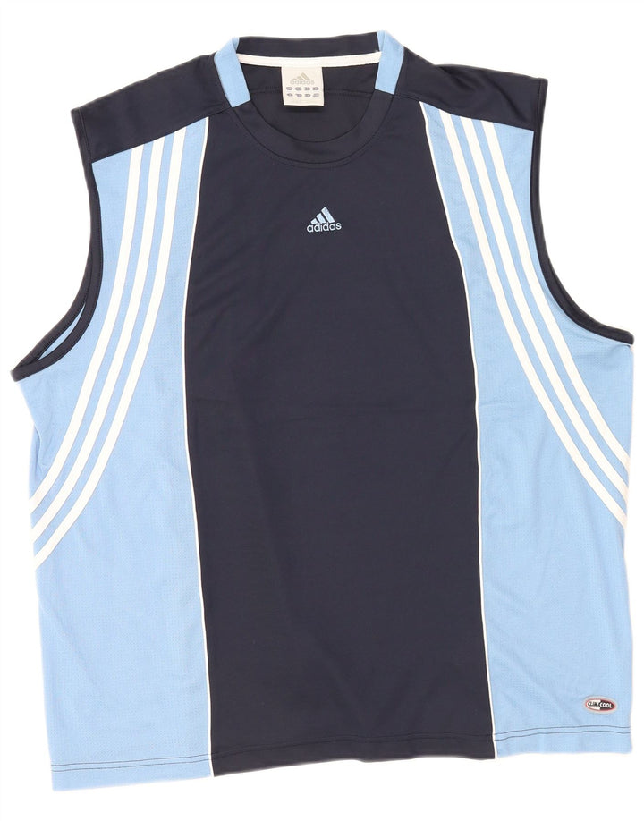 Adidas Mens Climacool Vest Top 2XL Темно-синий полиэстер с цветными блоками