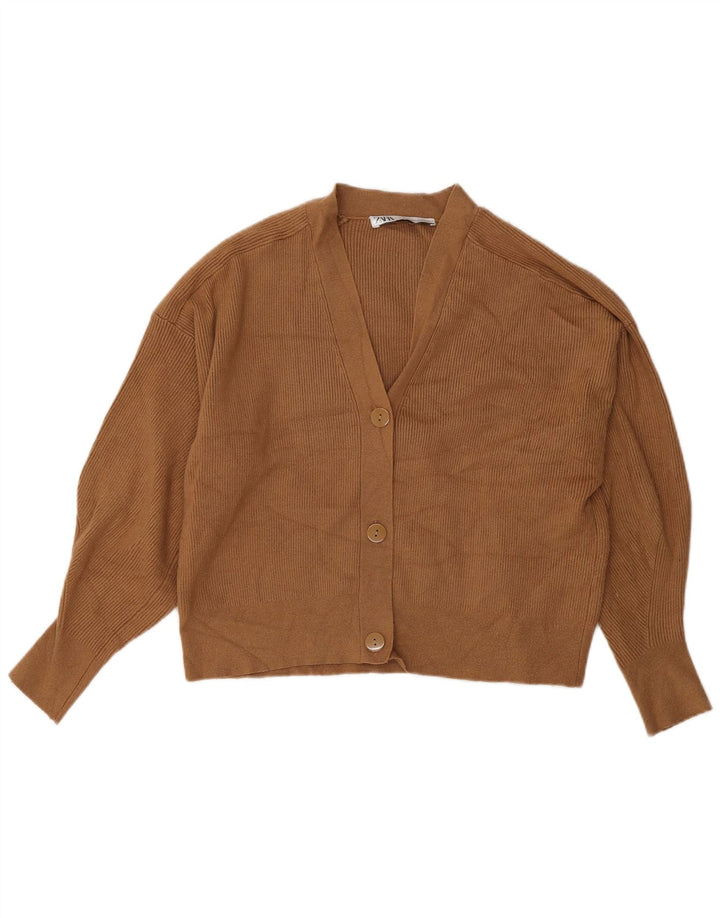 Женский укороченный кардиган Zara UK 14, средний коричневый вискоза