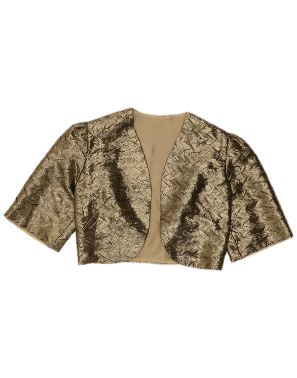 ВИНТАЖНОЕ женское открытое болеро, размер США 10, большой золотой шеврон