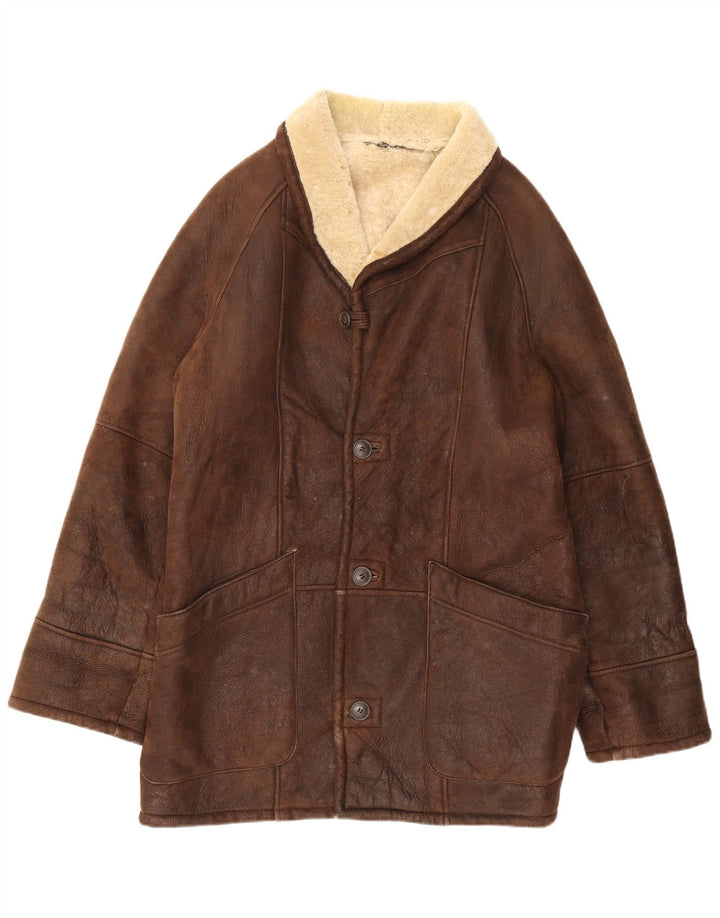 WESTBURY Мужская короткая дубленка IT 56 3XL Коричневая кожаная