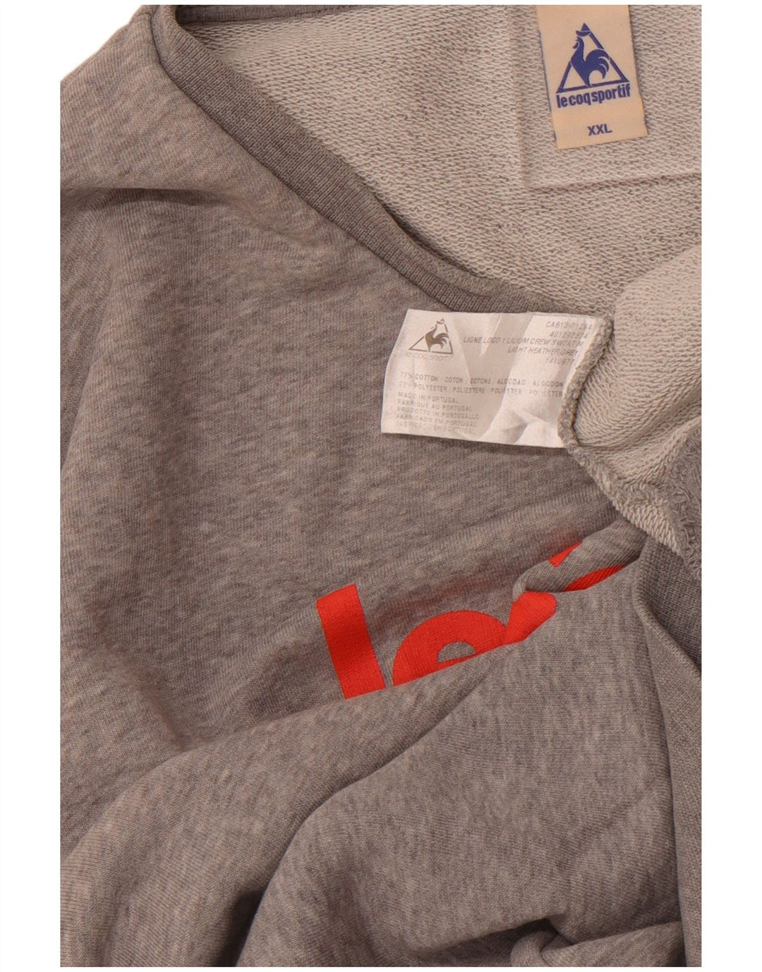 Мужской свитшот с рисунком LE COQ SPORTIF, джемпер 2XL, серый хлопок