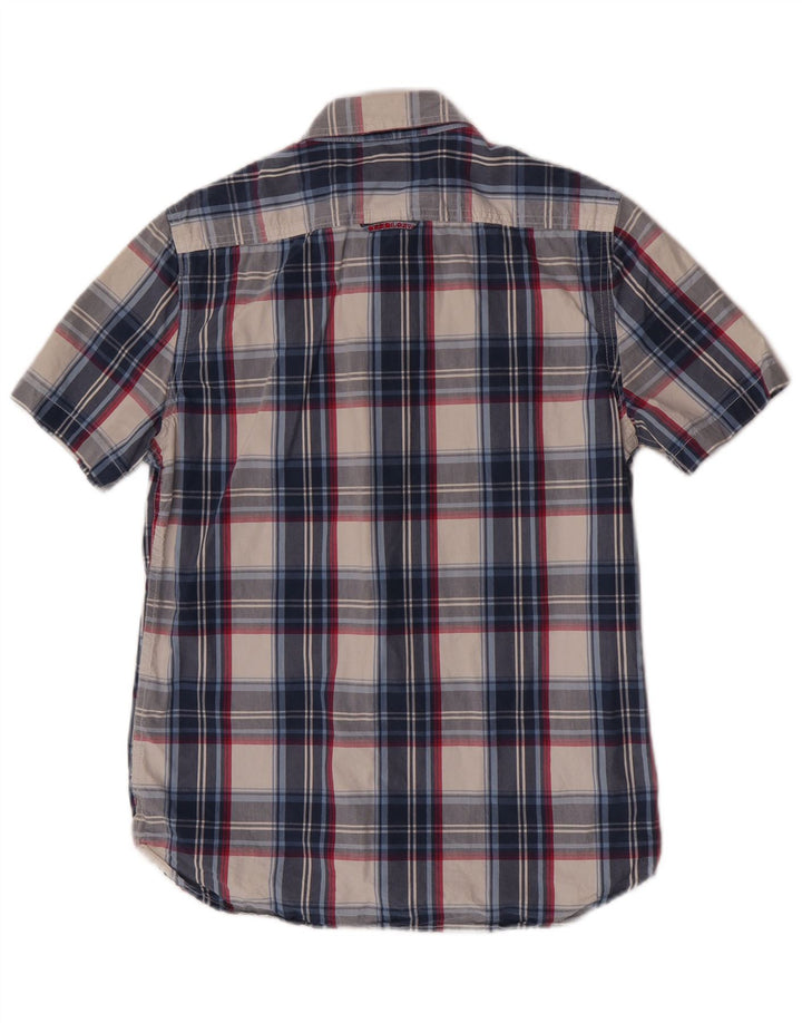 Мужская рубашка с коротким рукавом Superdry, большая синяя клетка, хлопок
