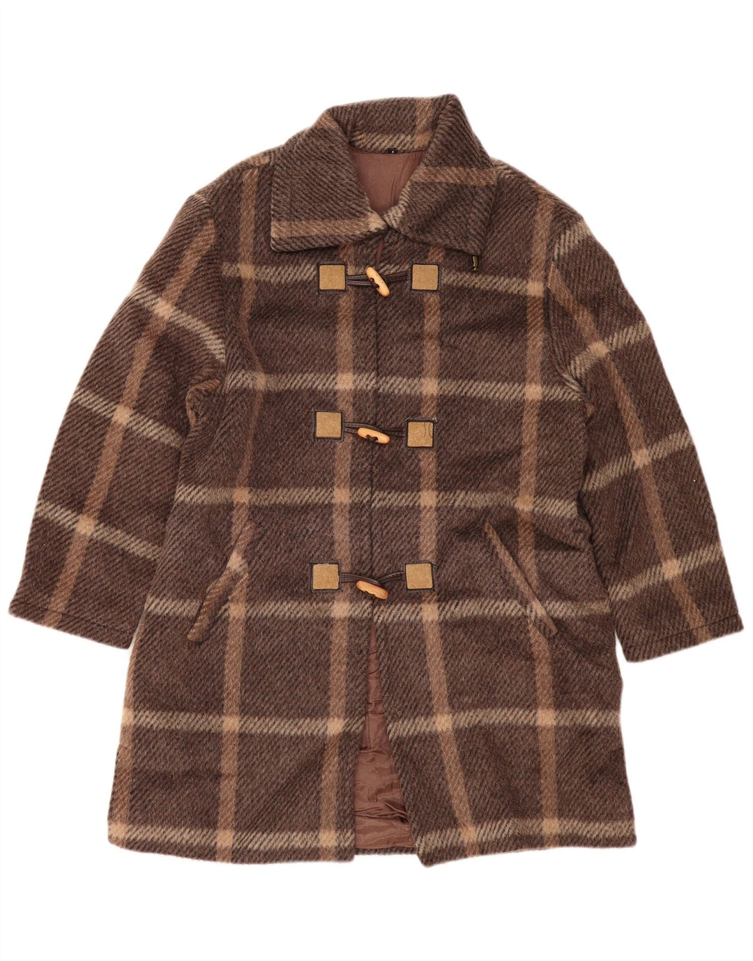 ВИНТАЖНЫЙ женский дафлкот США 1 XS, коричневая клетка в клетку