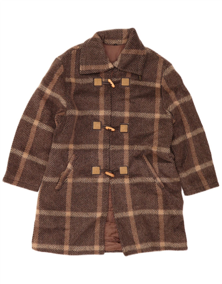 ВИНТАЖНЫЙ женский дафлкот США 1 XS, коричневая клетка в клетку