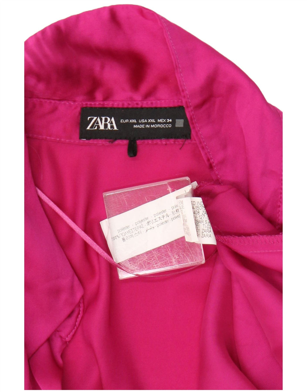 Женская блузка-рубашка Zara UK 20 2XL, розовый полиэстер