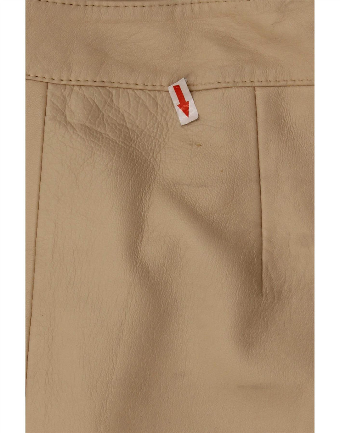 Винтажная женская кожаная юбка UK 12 Medium W28 Бежевая