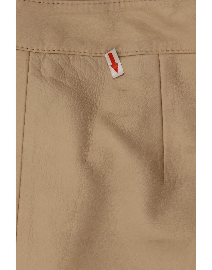 Винтажная женская кожаная юбка UK 12 Medium W28 Бежевая