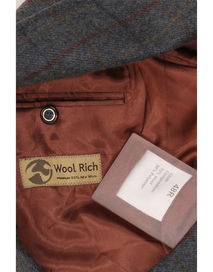 Мужской пиджак Woolrich на 2 пуговицах, Великобритания 48, 4XL, серая шерстяная клетка в клетку