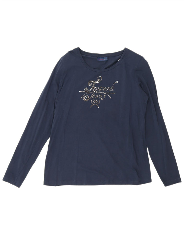 Джинсы Trussardi женские с графическим топом с длинным рукавом UK 12, средние, темно-синие