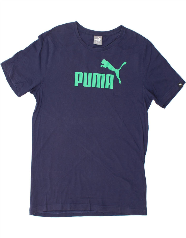 PUMA Mens Graphic T-Shirt Top Medium Navy Blue Cotton Vintage Puma and Second-Hand Puma from Messina Hembry 