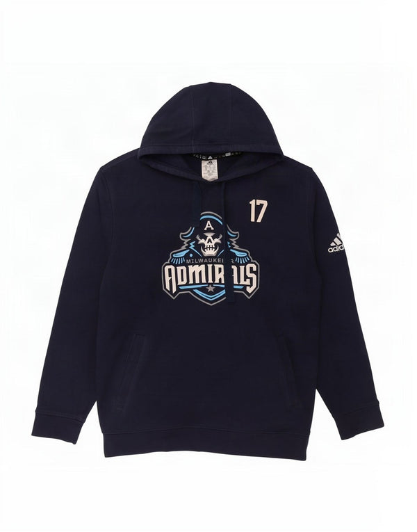 Мужской джемпер с капюшоном Adidas Admirals Milwaukee с рисунком, большой темно-синий, хлопковый