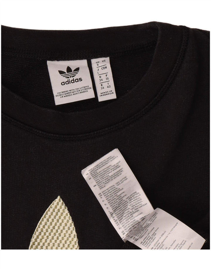 Женский укороченный топ с рисунком Adidas Oversized с длинным рукавом UK 8, маленький черный