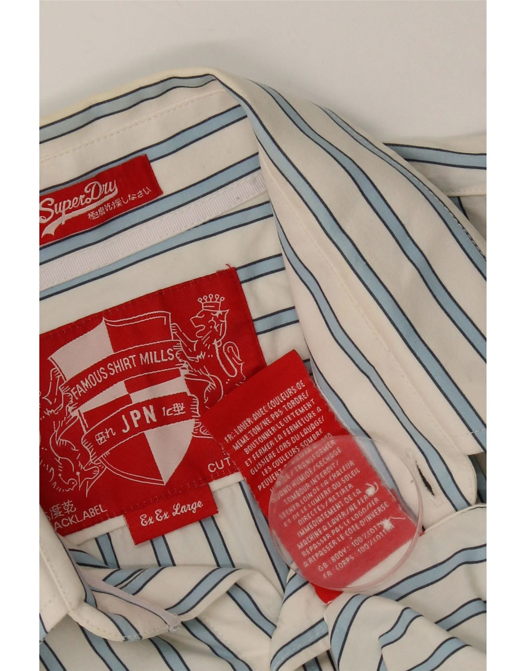 Мужская рубашка Superdry 2XL из хлопка в белую полоску