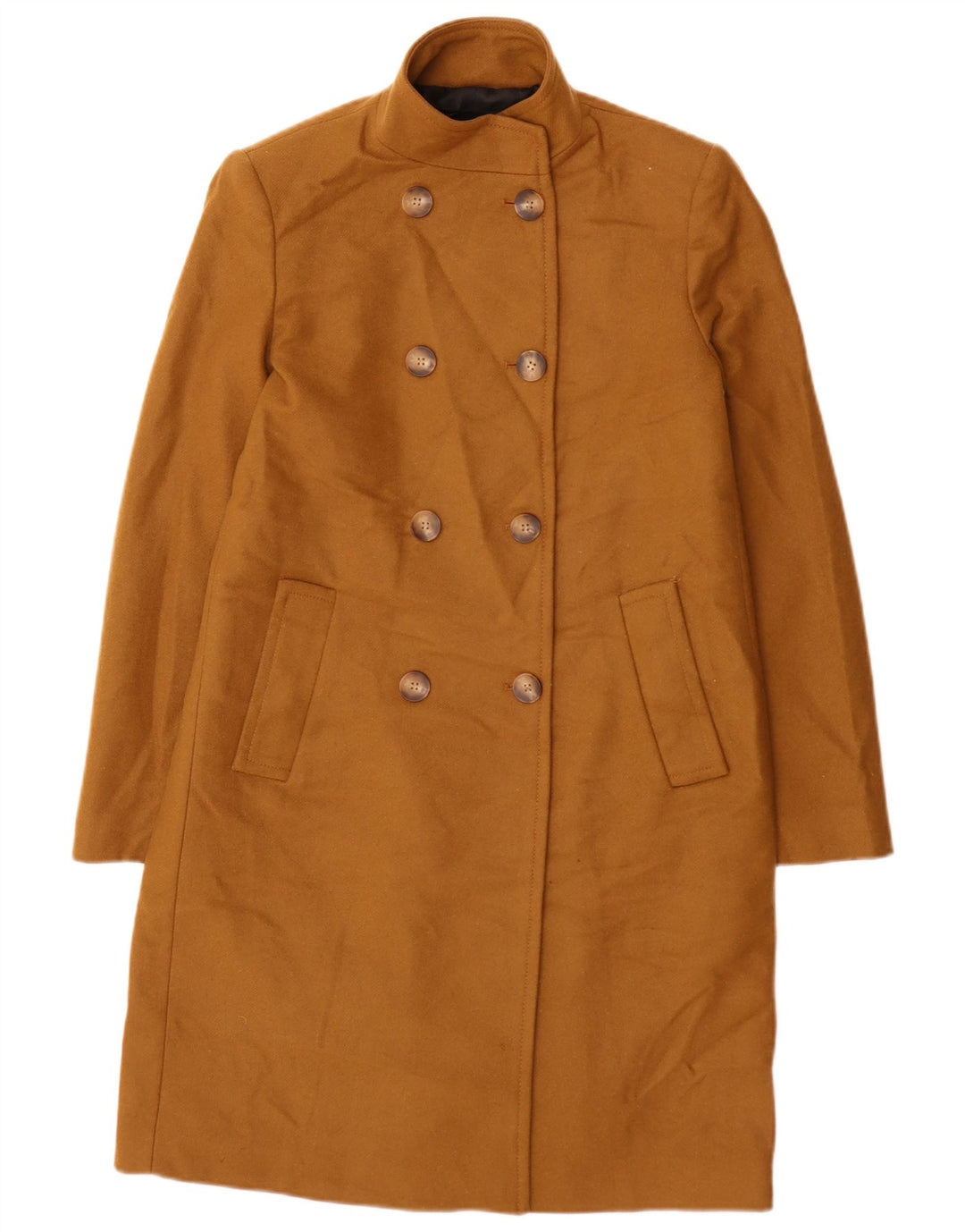 Женское двубортное пальто Zara UK 10, маленькое бежевое шерстяное