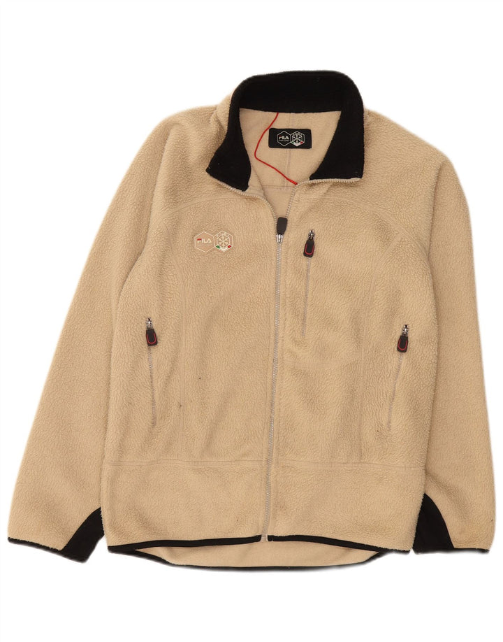 Мужская флисовая куртка FILA UK 36, маленькая, бежевый, полиэстер с цветными блоками