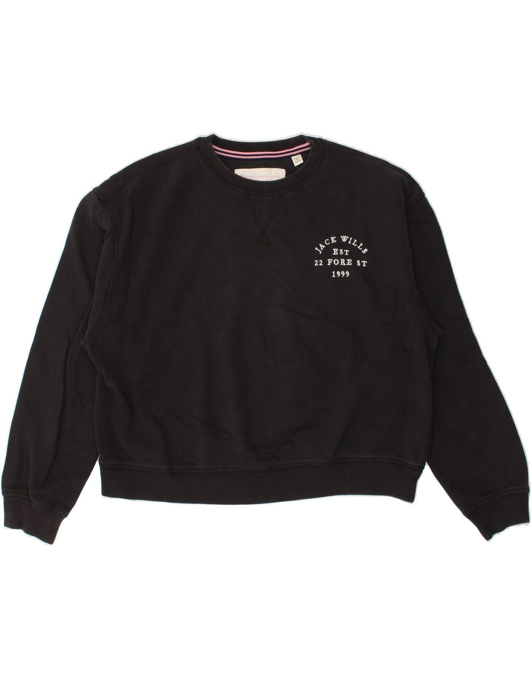 JACK WILLS Womens Oversized Graphic Sweatshirt Jumper UK 14 Large Black Vintage Jack Wills and Second-Hand Jack Wills from Messina Hembry 