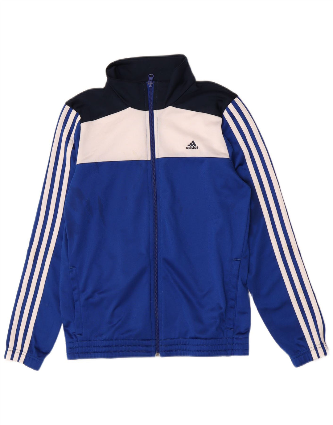 Спортивный костюм Adidas для мальчиков, верхняя куртка 13–14 лет, синяя, полиэстер с цветными блоками