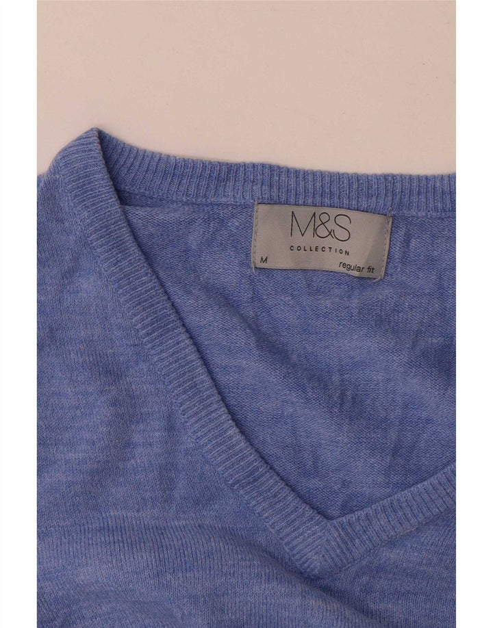 Мужской джемпер с v-образным вырезом Marks & Spencer, средний синий