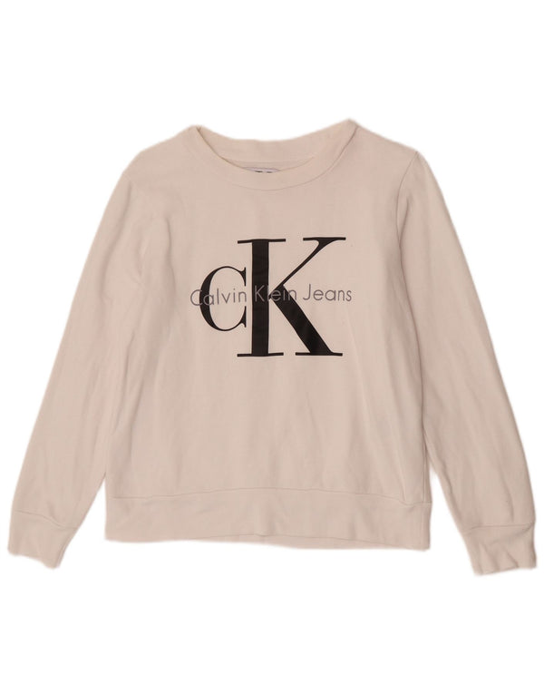 Женский свитер с рисунком Calvin Klein Jeans UK 10, маленький белый
