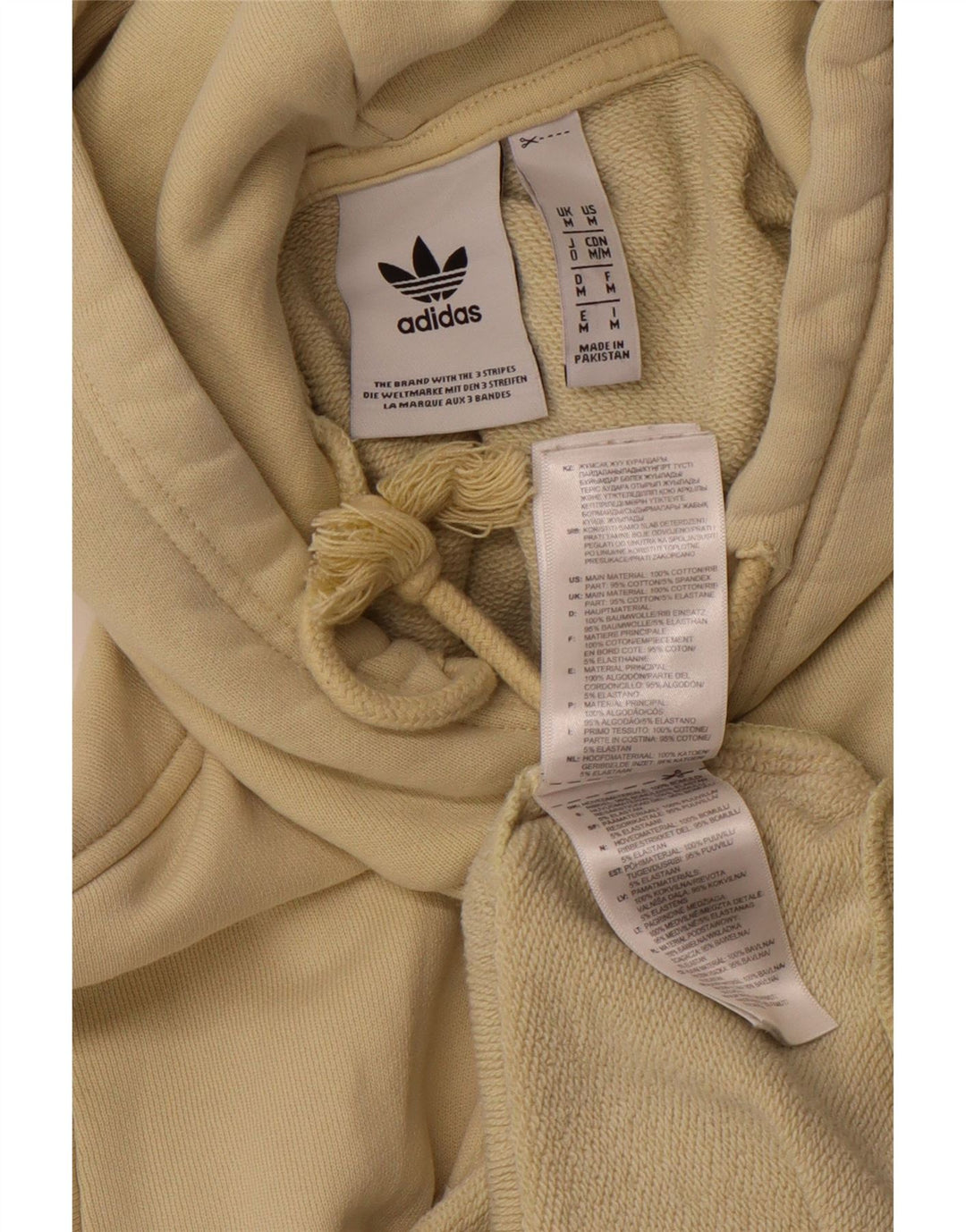 Мужской джемпер с капюшоном ADIDAS, хлопковый, желтого цвета