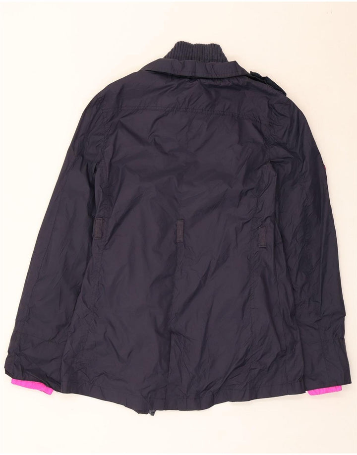 Женская двубортная дождевик Superdry UK 12, средний темно-синий, нейлон