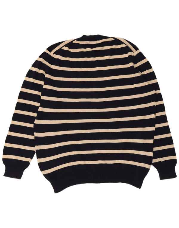 MASSIMO DUTTI Мужской джемпер с v-образным вырезом XL, темно-синий в полоску, хлопок