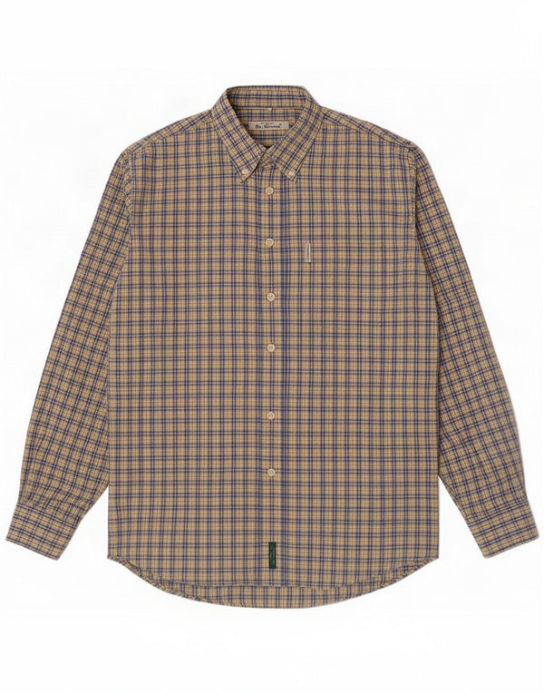 Мужская рубашка Ben Sherman, большая синяя клетка в клетку, хлопок