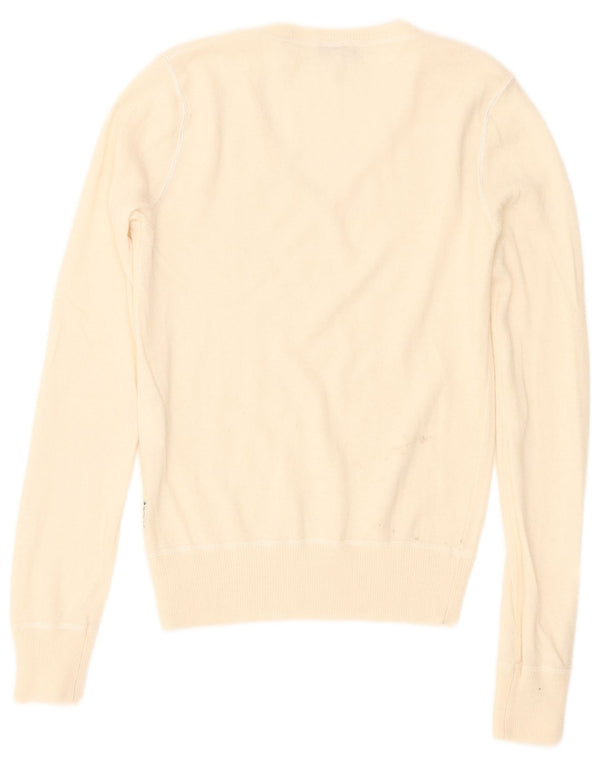 Женский джемпер с v-образным вырезом Armani Jeans UK 4 XS Off White Viscose