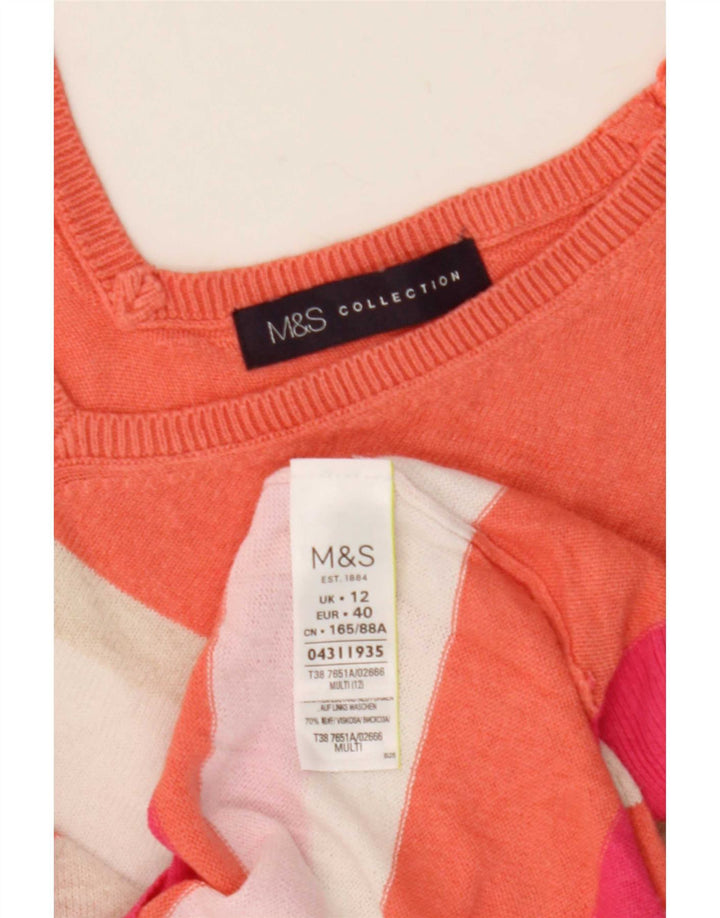 Женский джемпер с v-образным вырезом Marks & Spencer UK 12, средний разноцветный