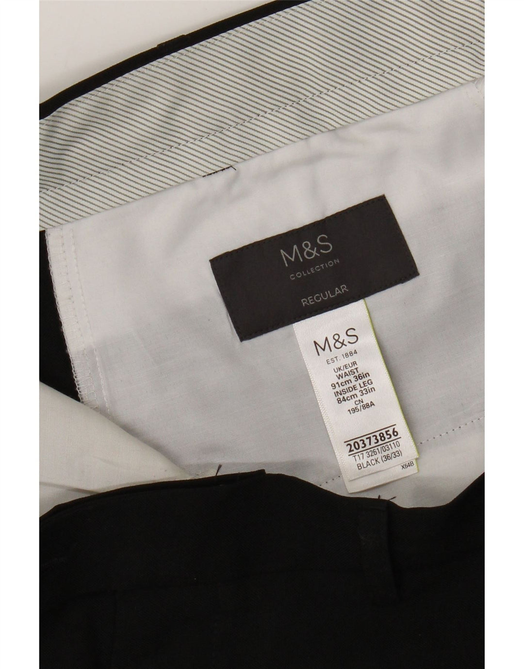 Мужские костюмные брюки классического кроя Marks & Spencer W36 L31, черный полиэстер
